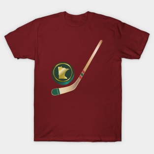 NHL - MN Wheat Tan stick Green Gold Puck T-Shirt